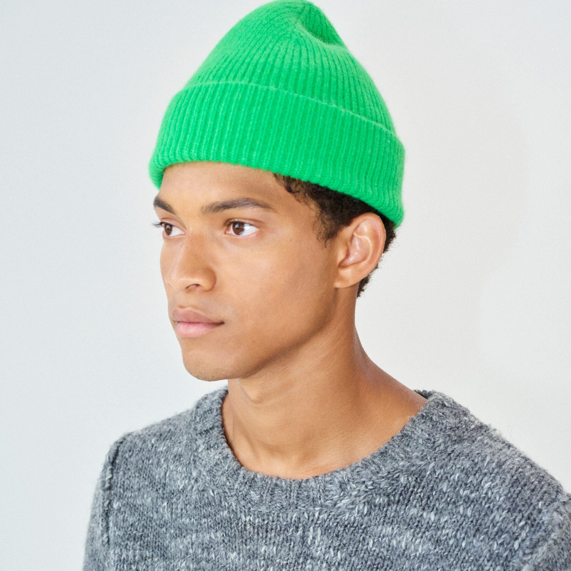 neon green lambswool beanie