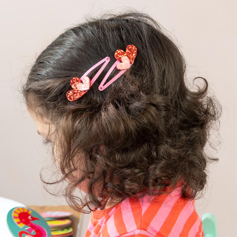 Love hearts hair clips
