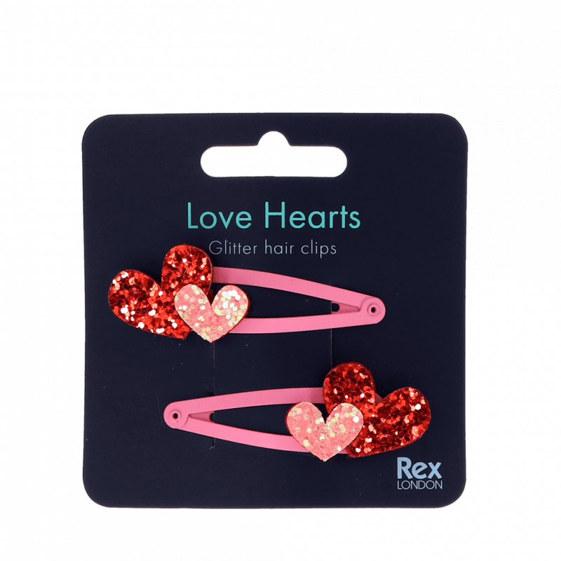 Love hearts hair clips