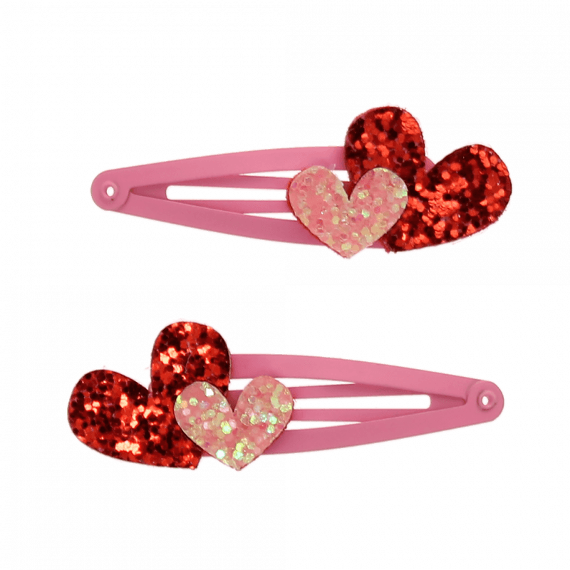 Love hearts hair clips