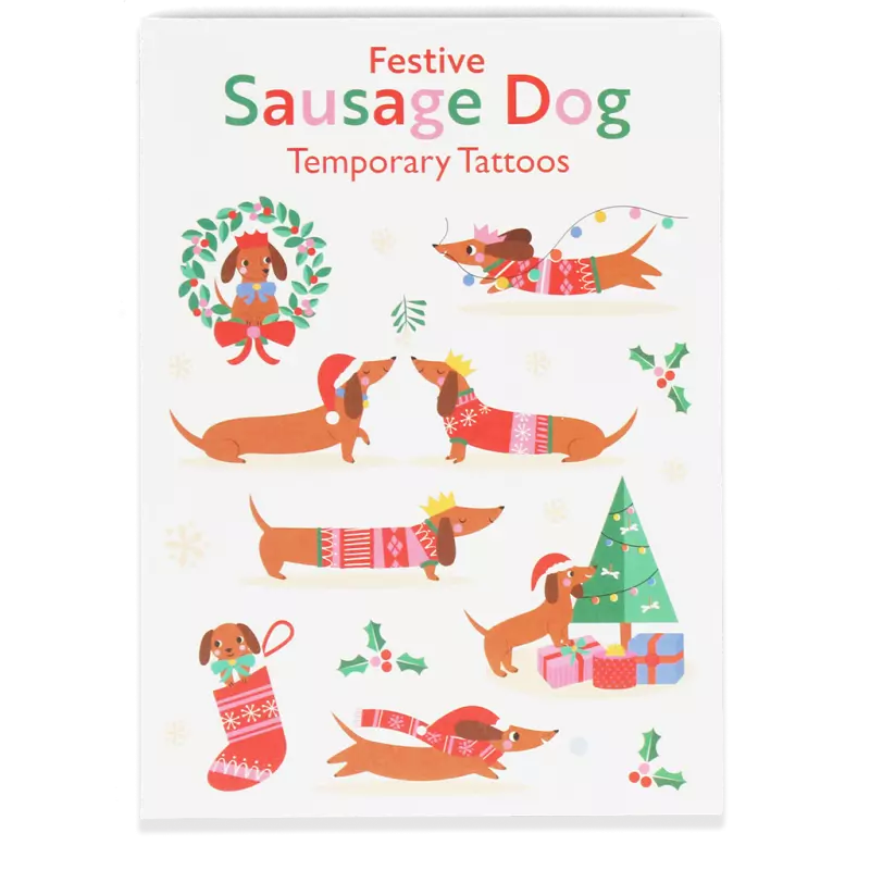 Festive Sausage Dog tattoo