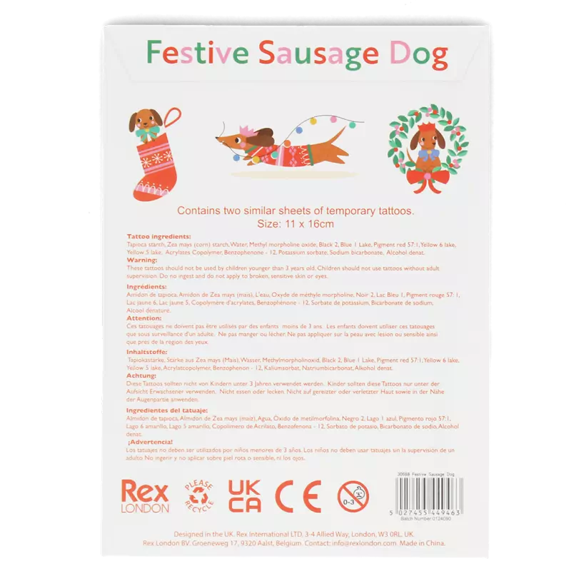 Festive Sausage Dog tattoo