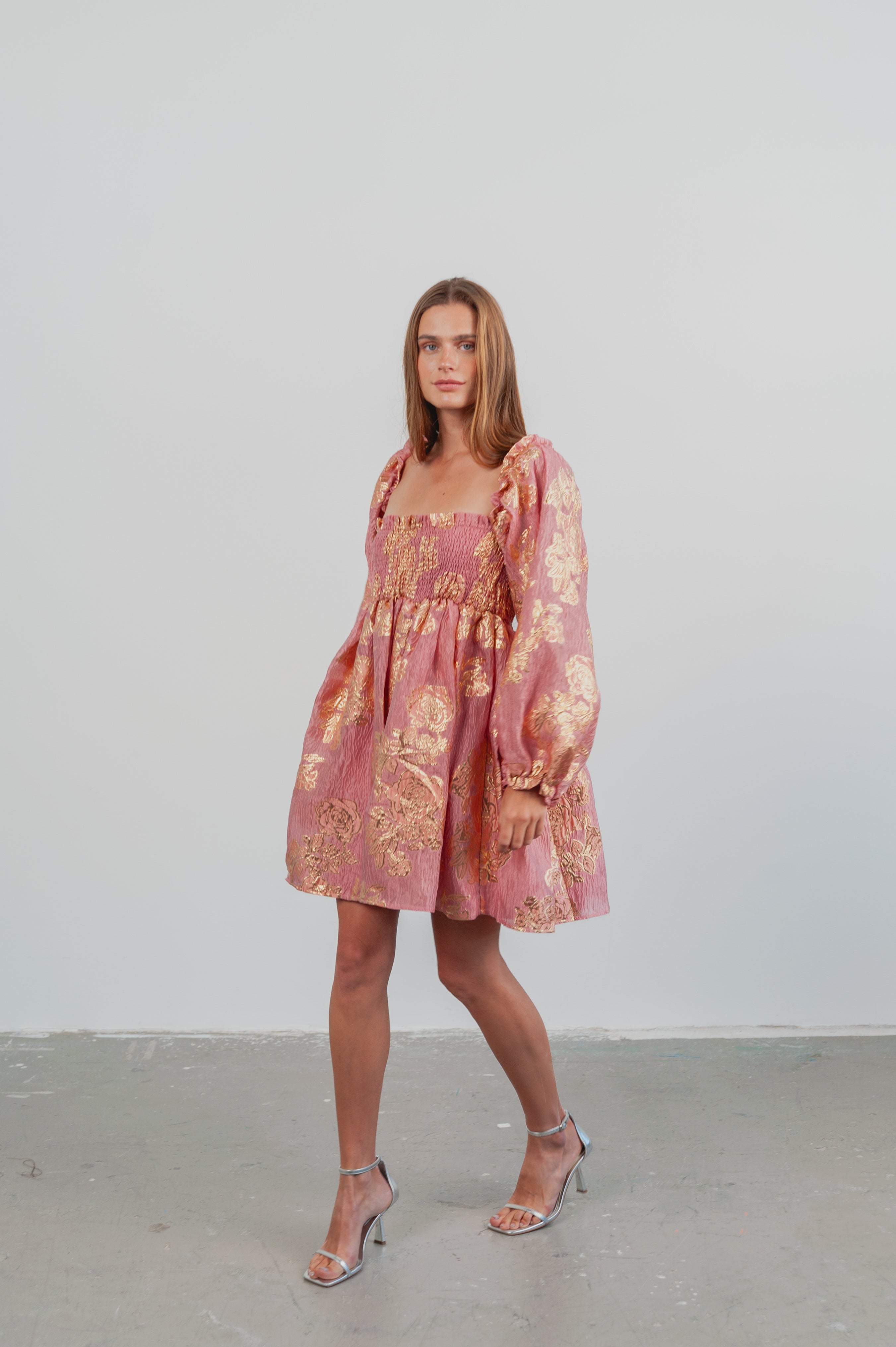 Twilight Jacquard Mini dress - old rose