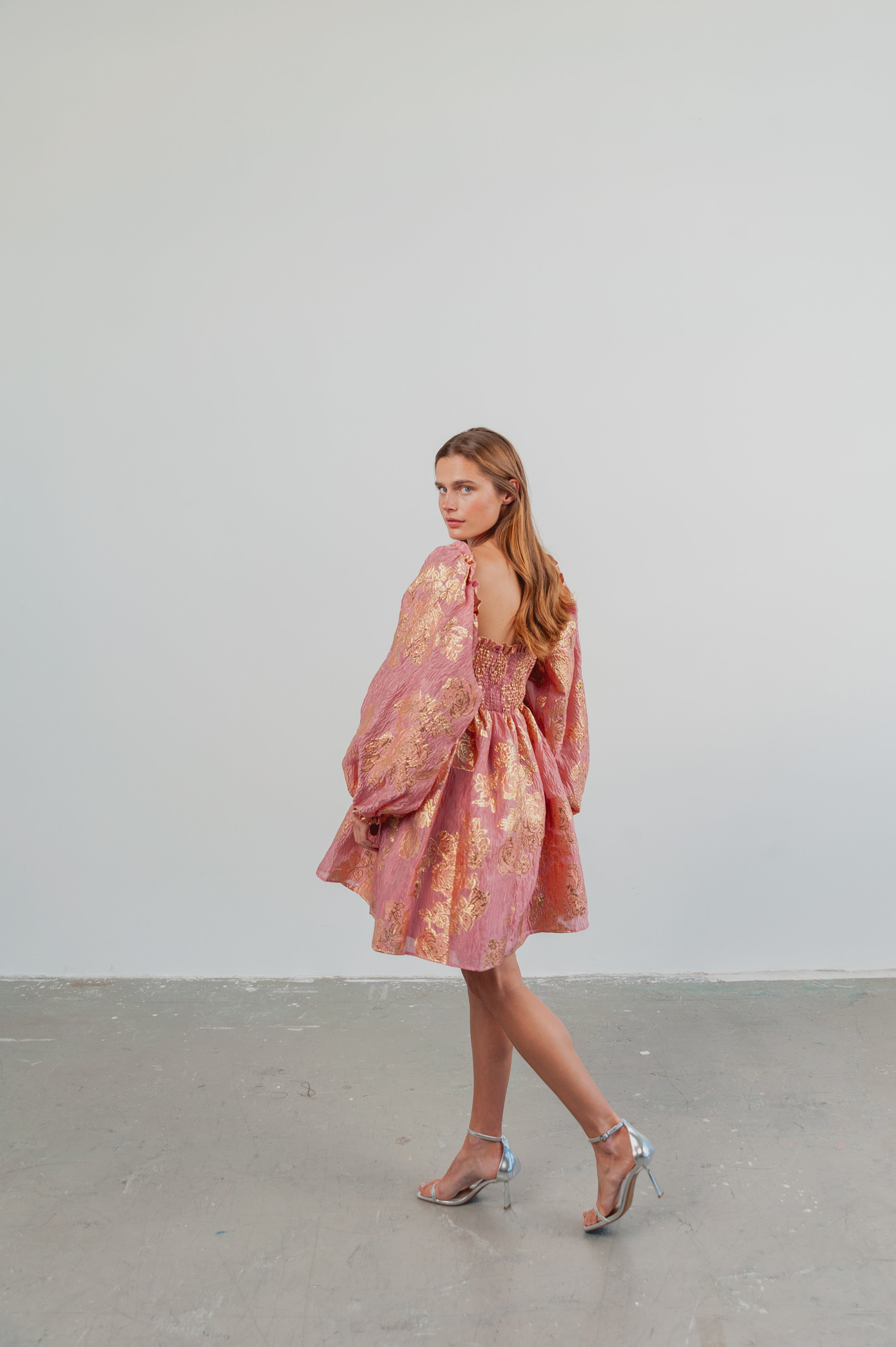 Twilight Jacquard Mini dress - old rose