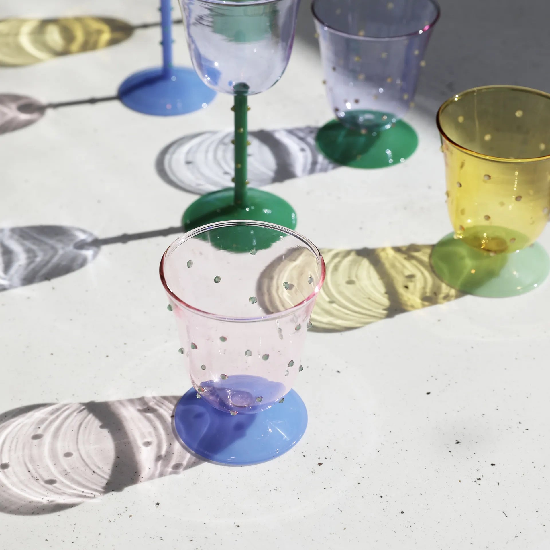 set of tall glasses dot purple 2pcs