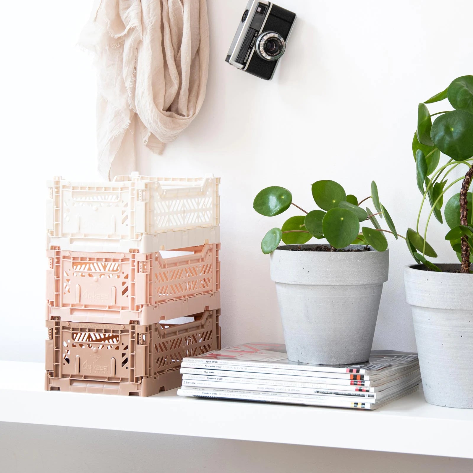 stackable storage box mini warm taupe