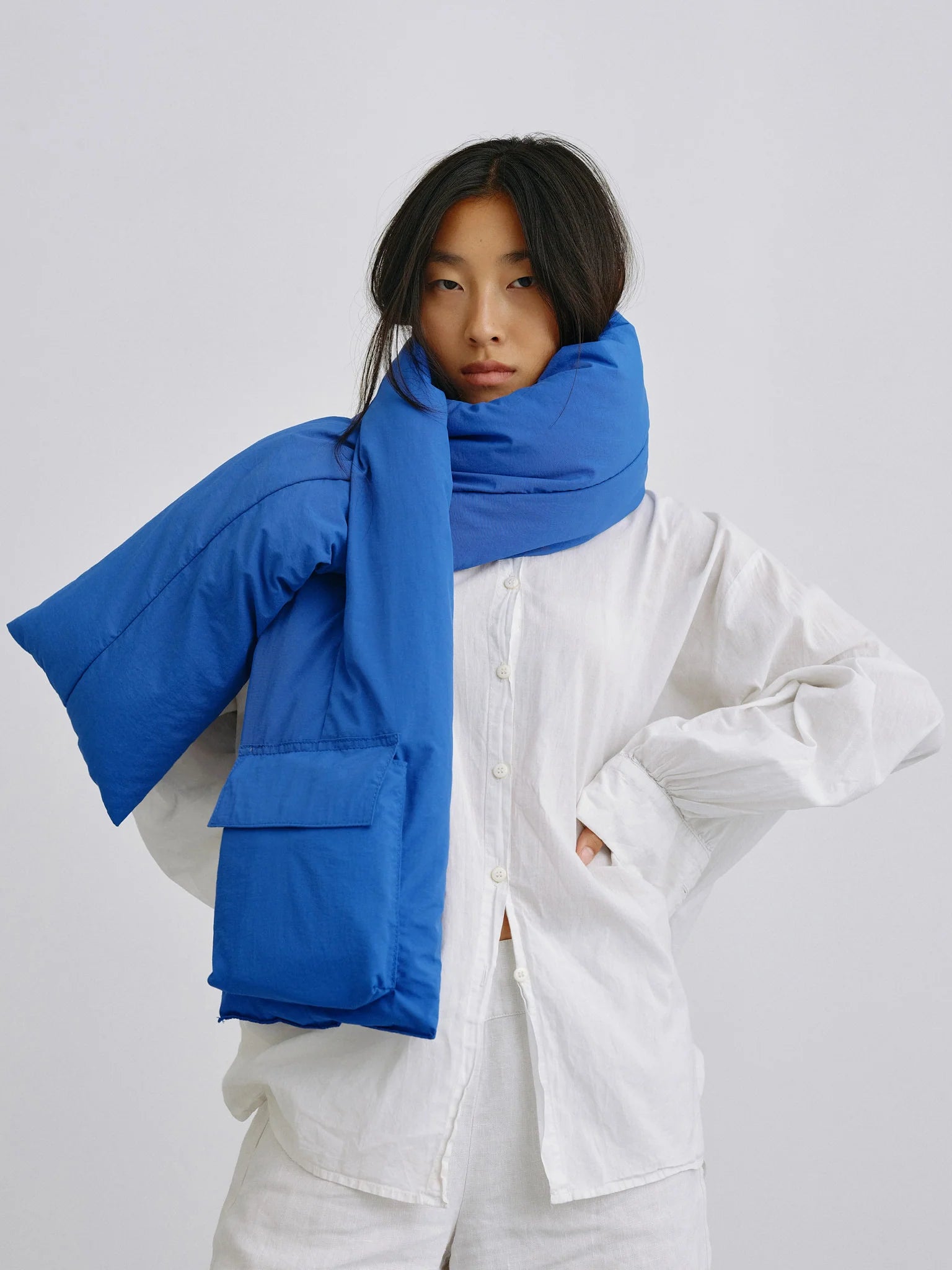 padded cobalt scarf
