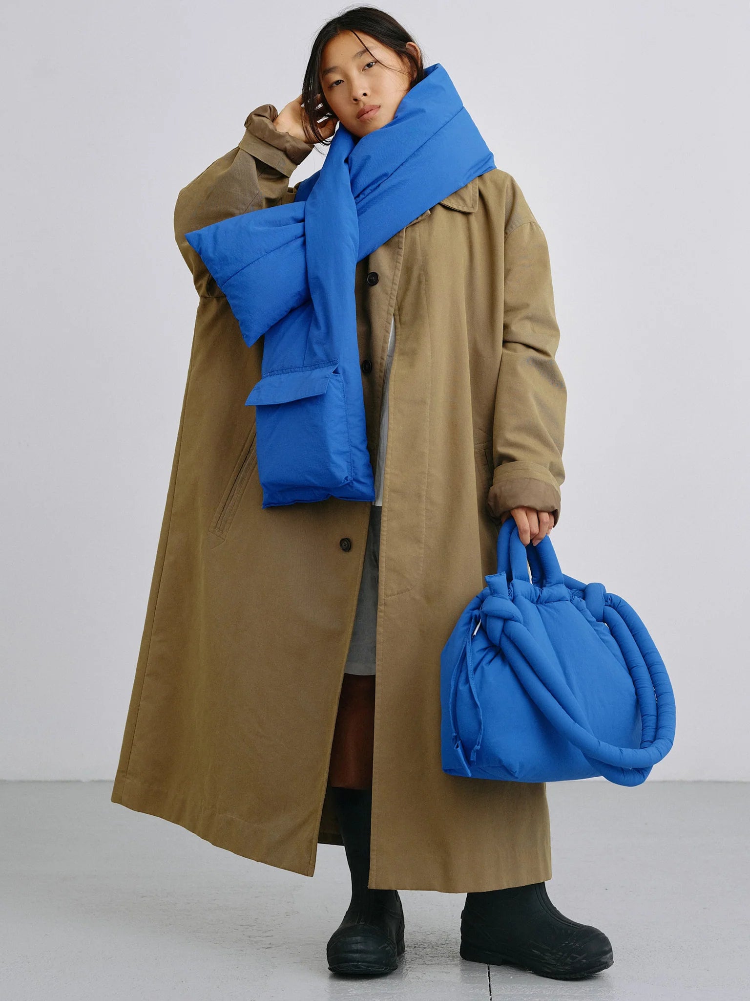 padded cobalt scarf