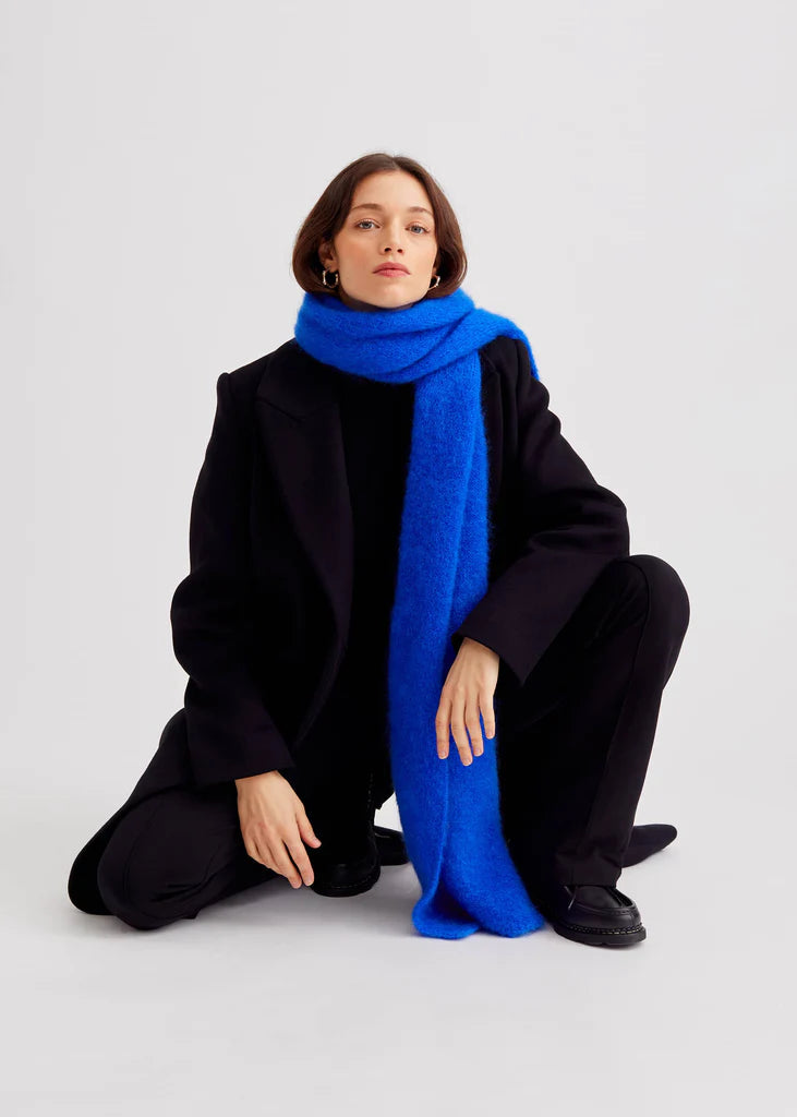 mohair scarf electric blue