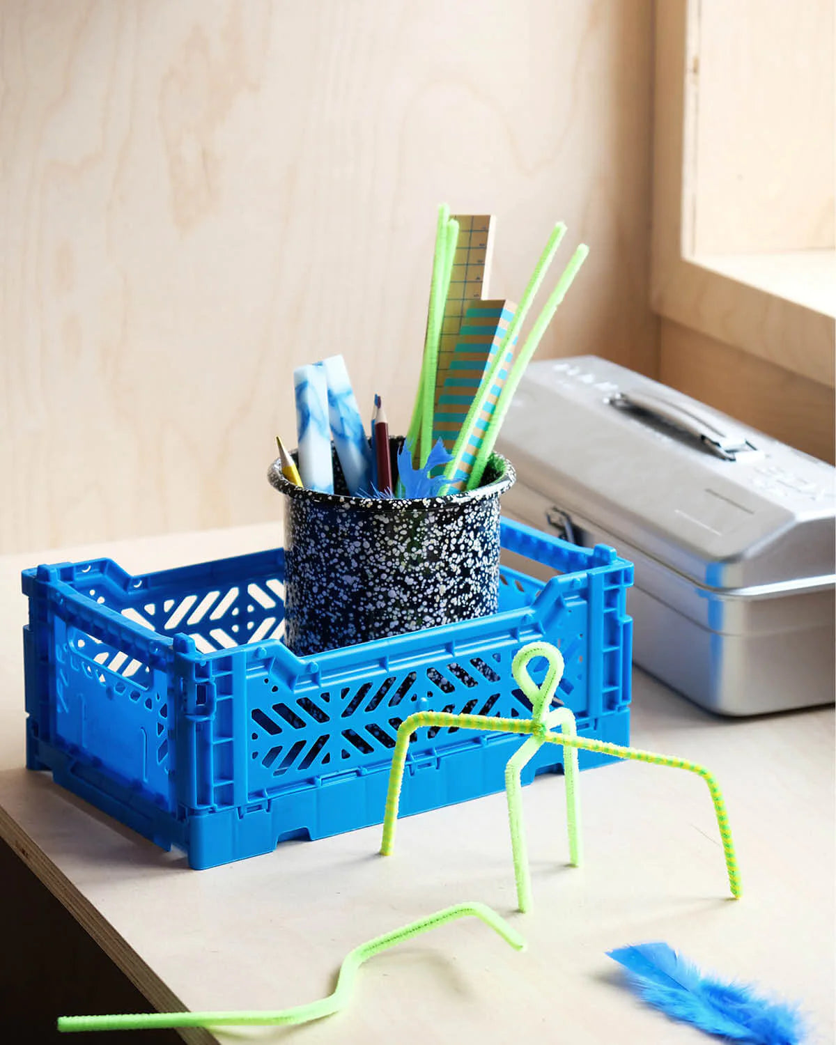 stackable storage box mini blue