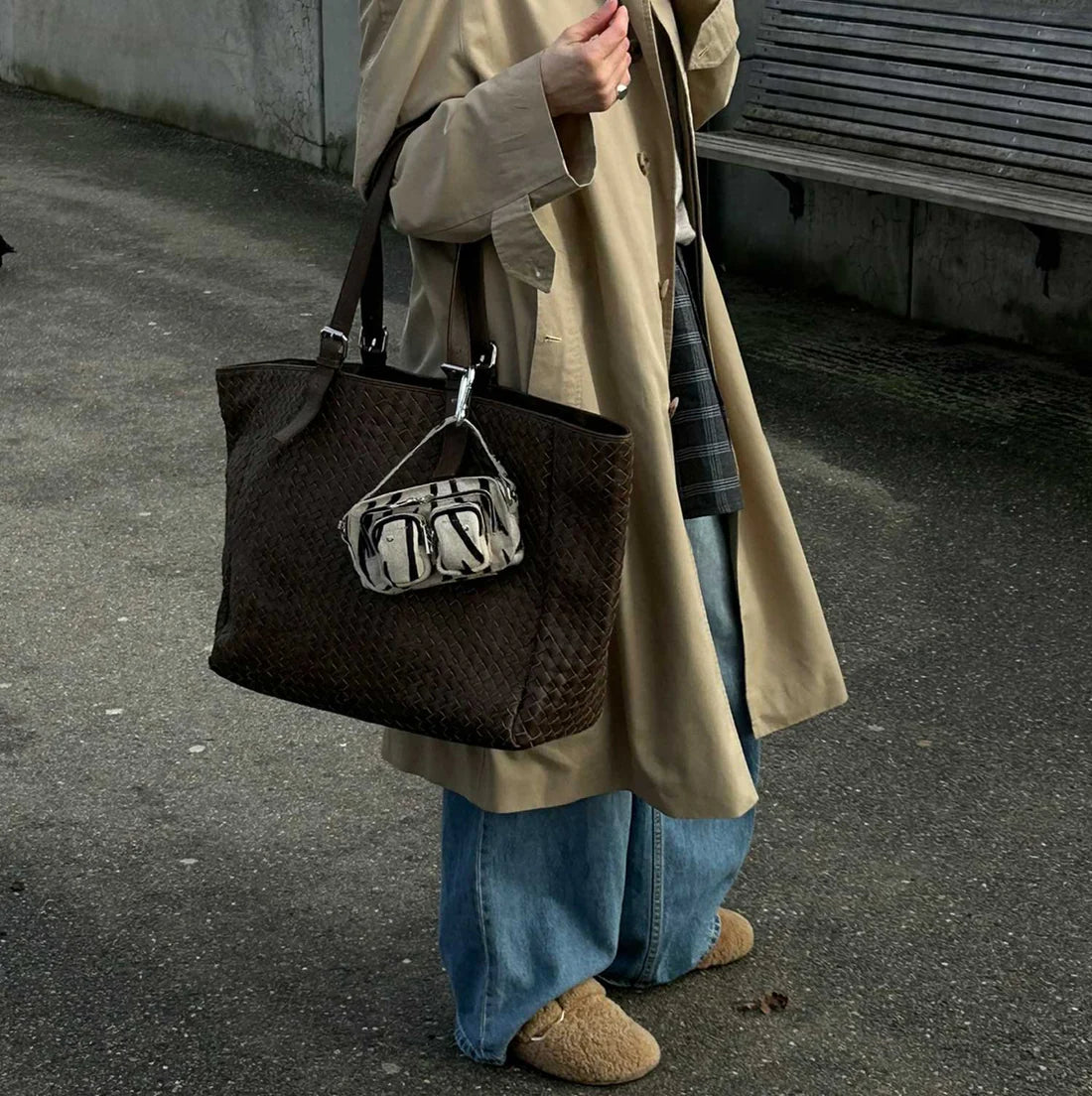 Helena brown striped handbag