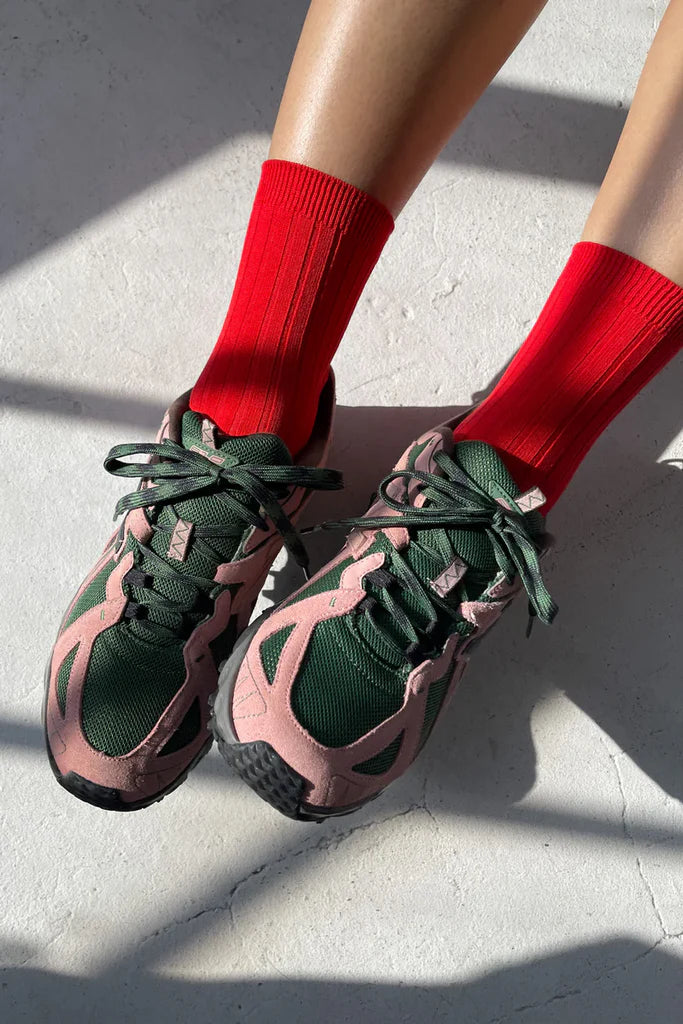 Her classic red socks