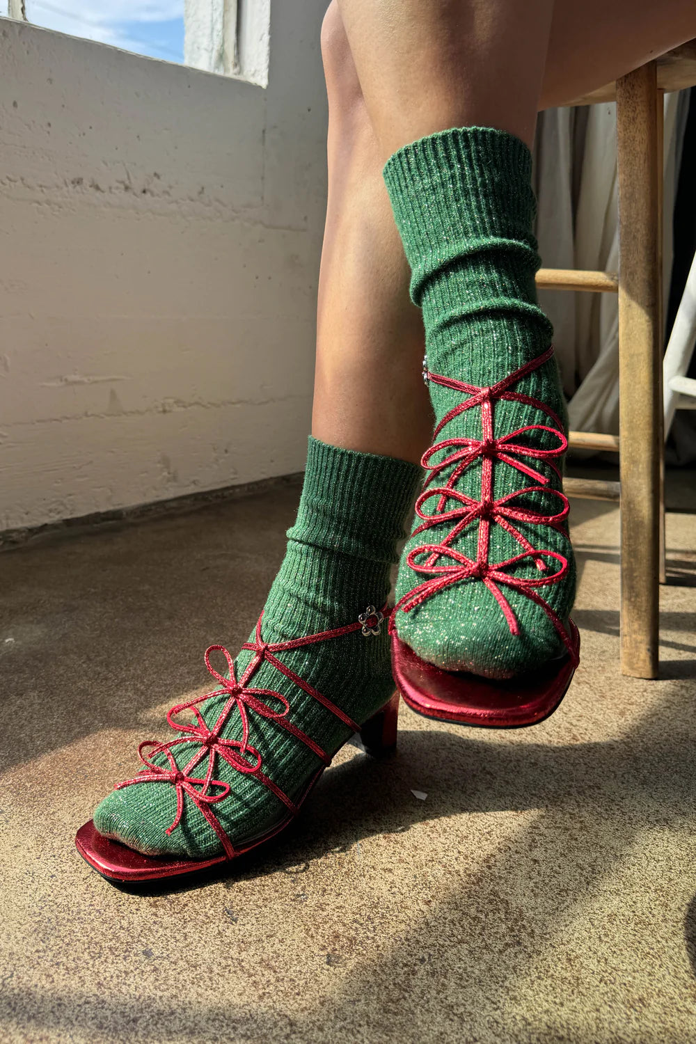 socks Winter sparkle evergreen