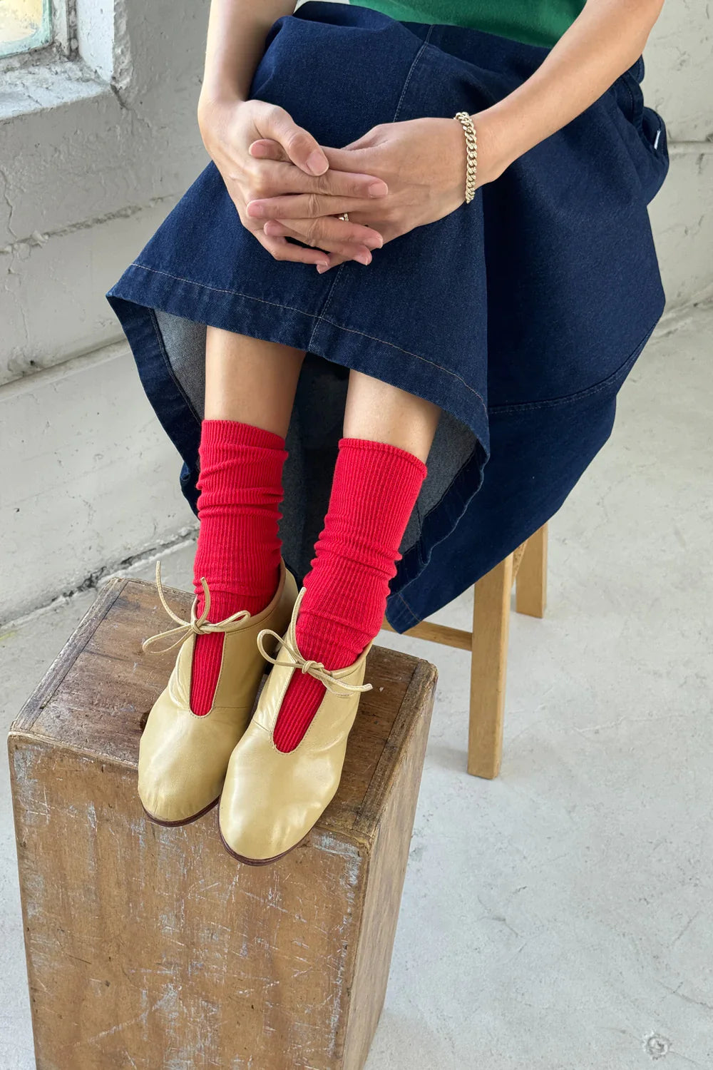vysoké ponožky Trouser red lipstick