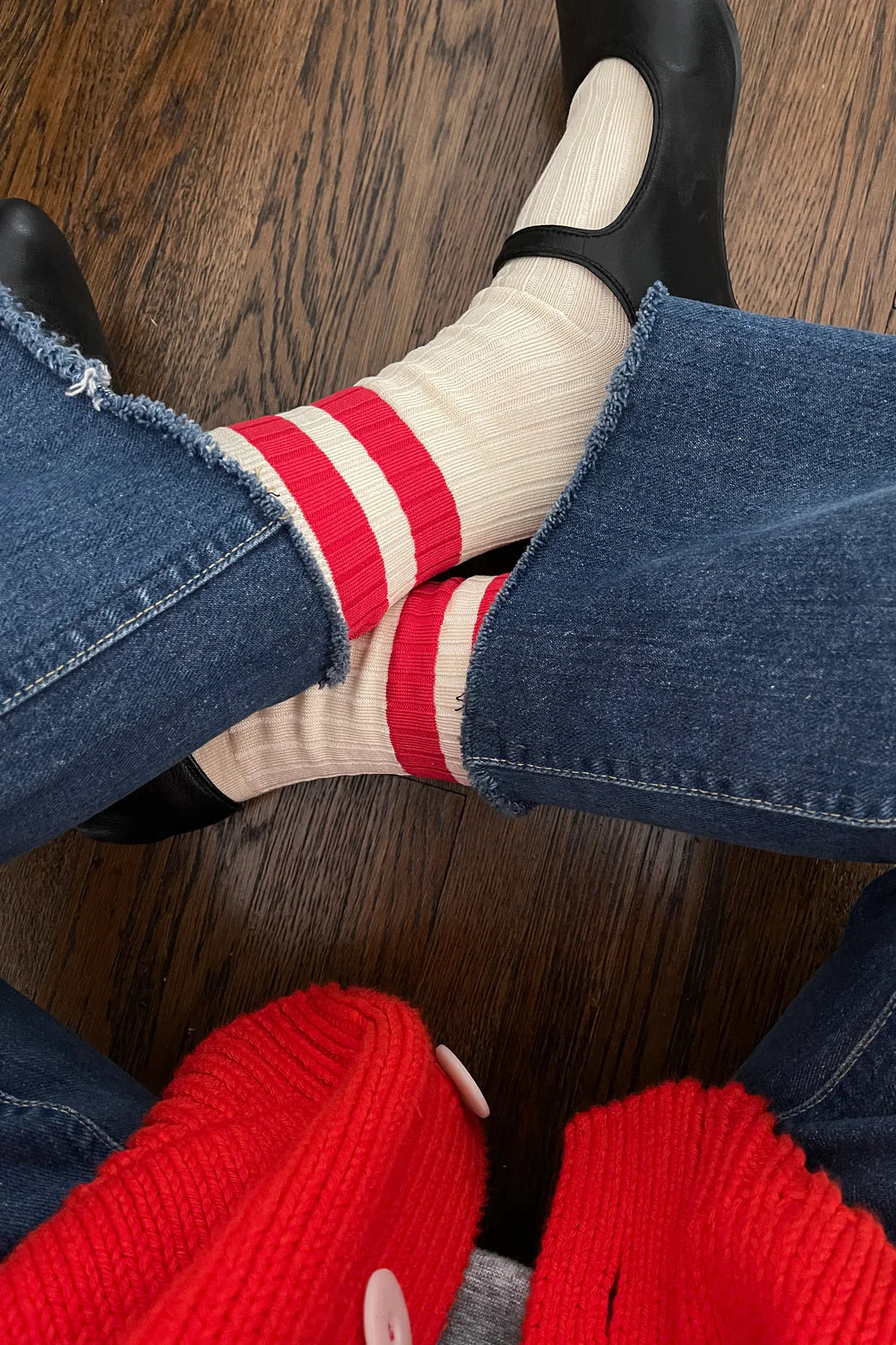 Her varsity red socks