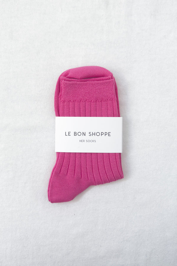 Her bright pink socks