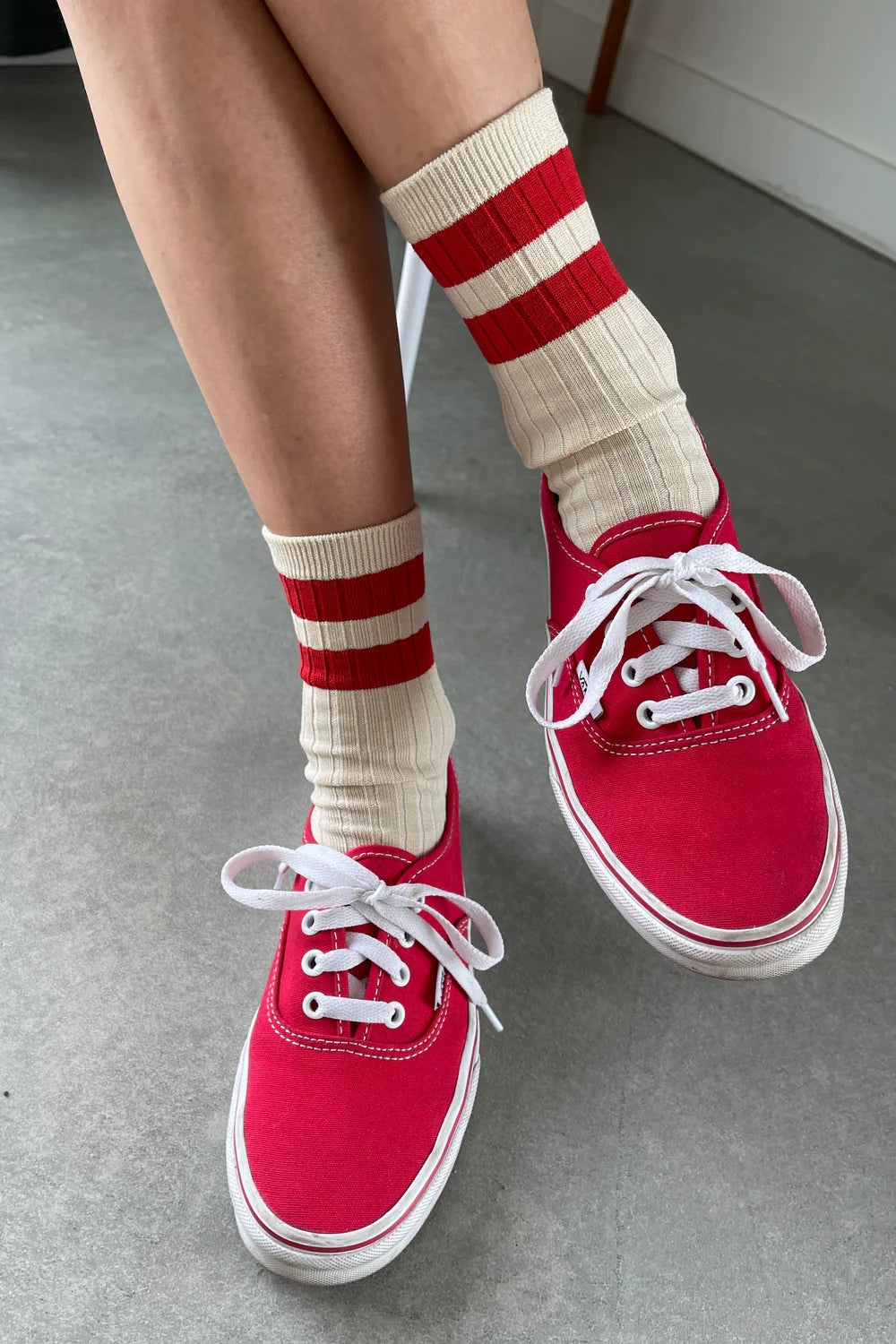 Her varsity red socks