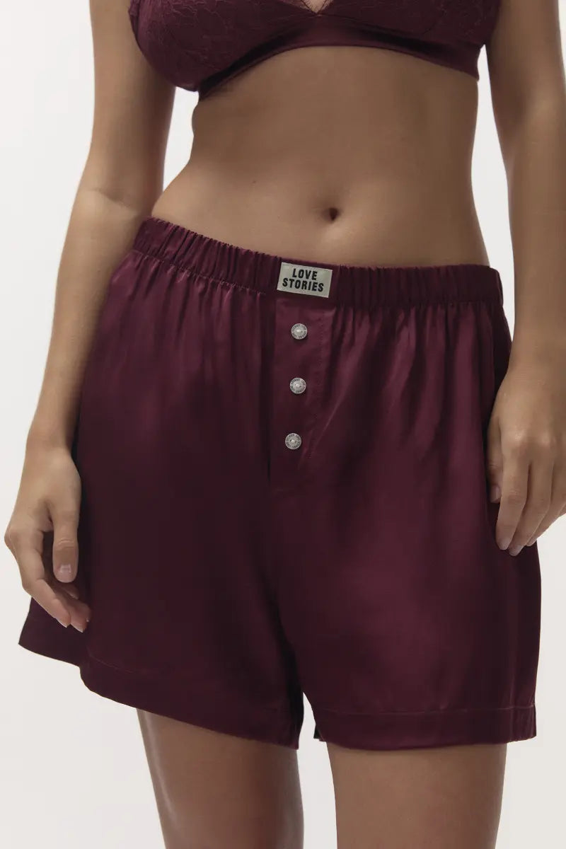 James burgundy shorts