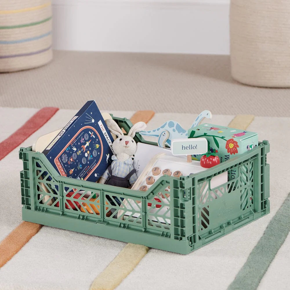 stackable storage box midi almond green