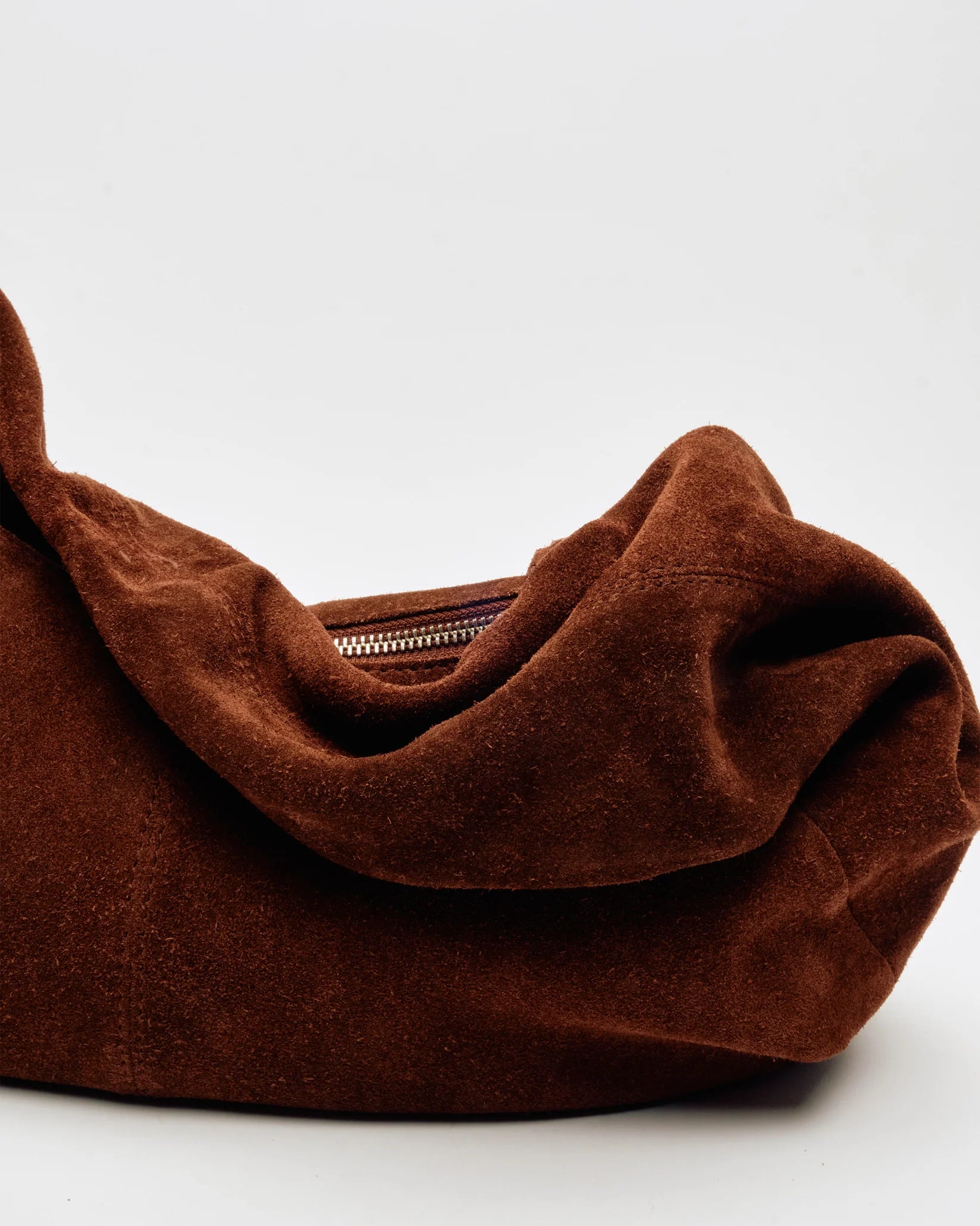 Small Alma Suede Chocolate Handbag