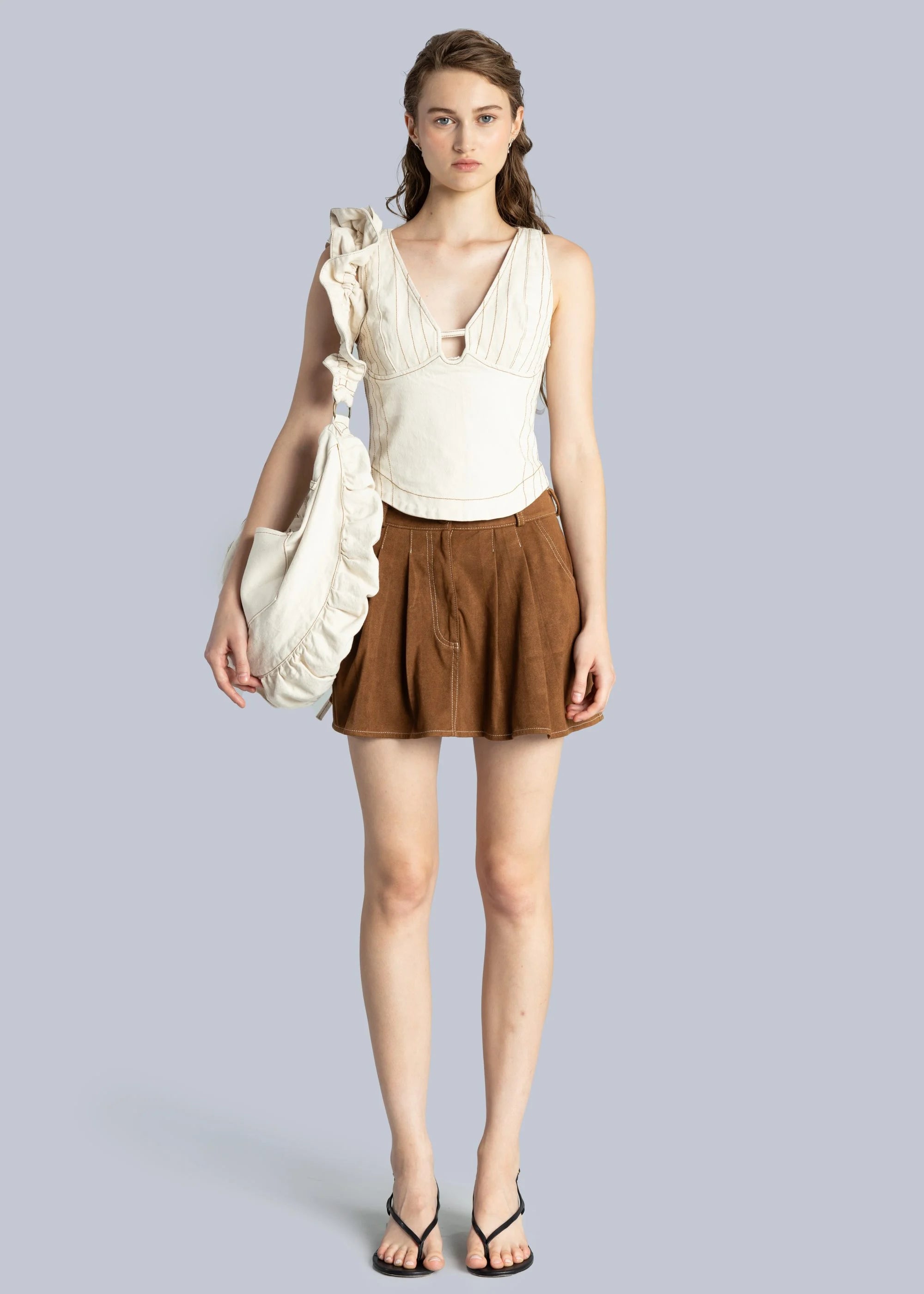 Ruffle Denim Crossbody bag
