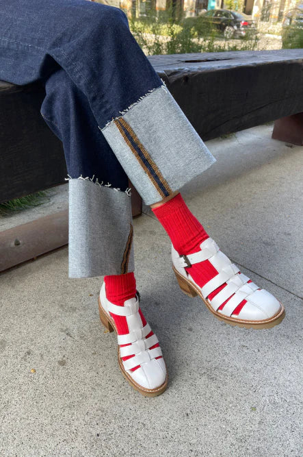 Her classic red socks
