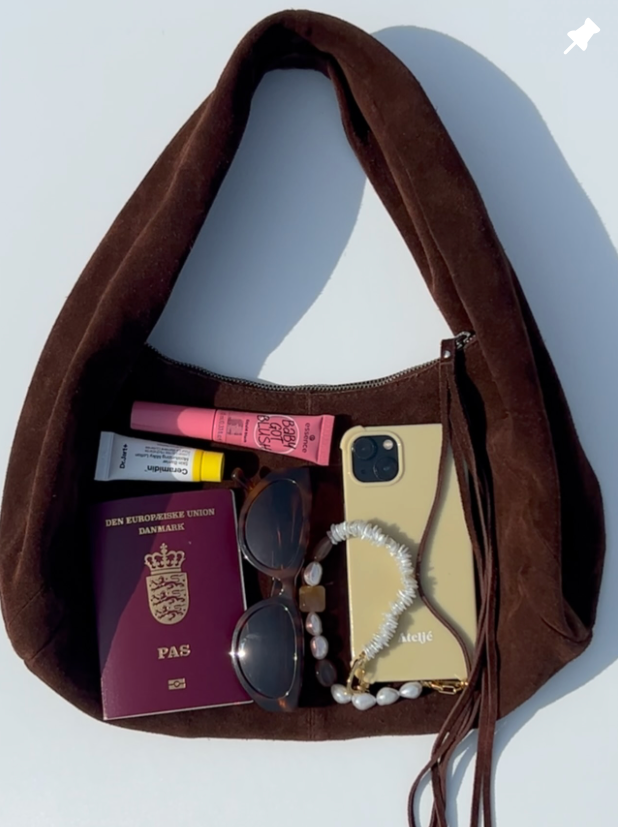 Small Alma Suede Chocolate Handbag