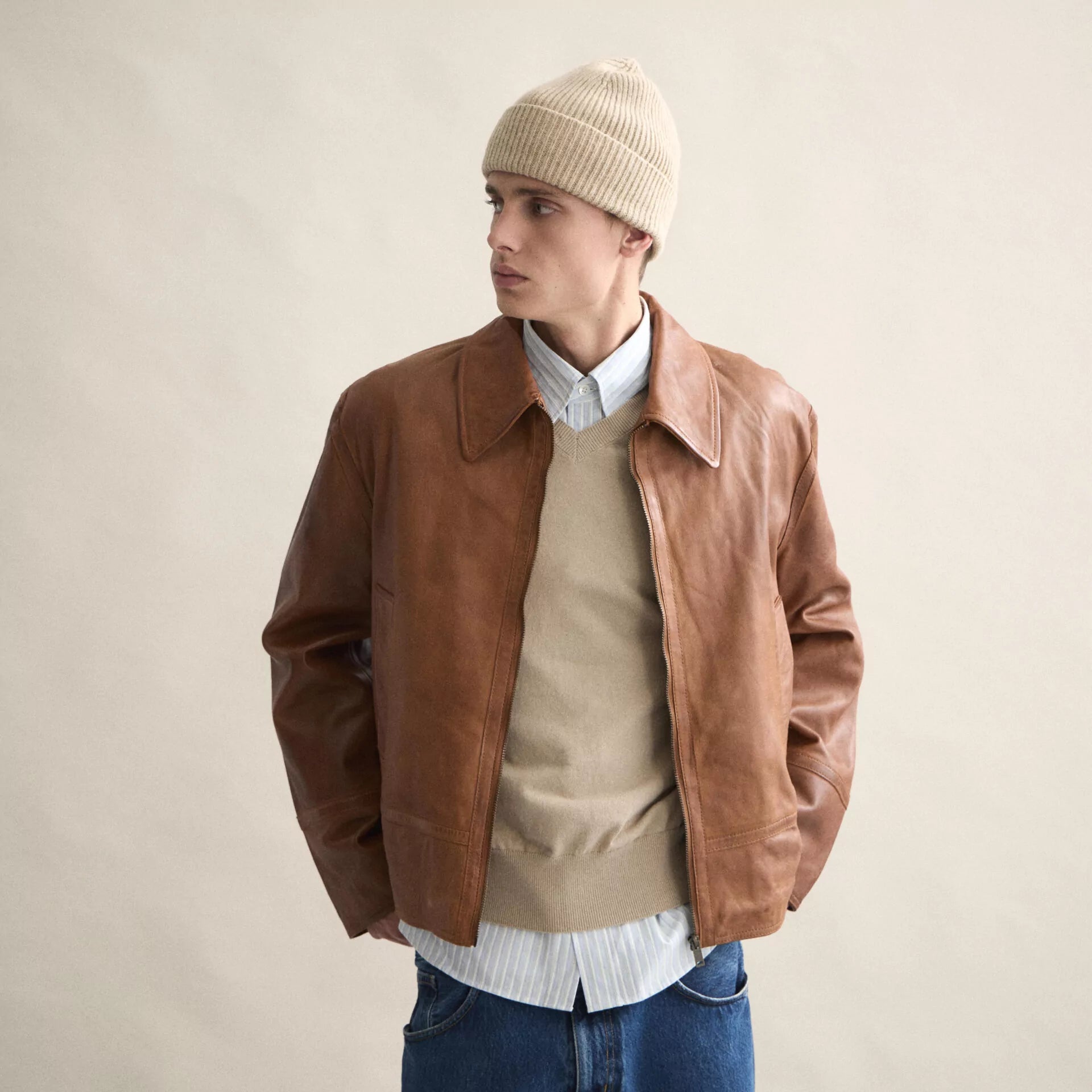 lambswool beanie sand