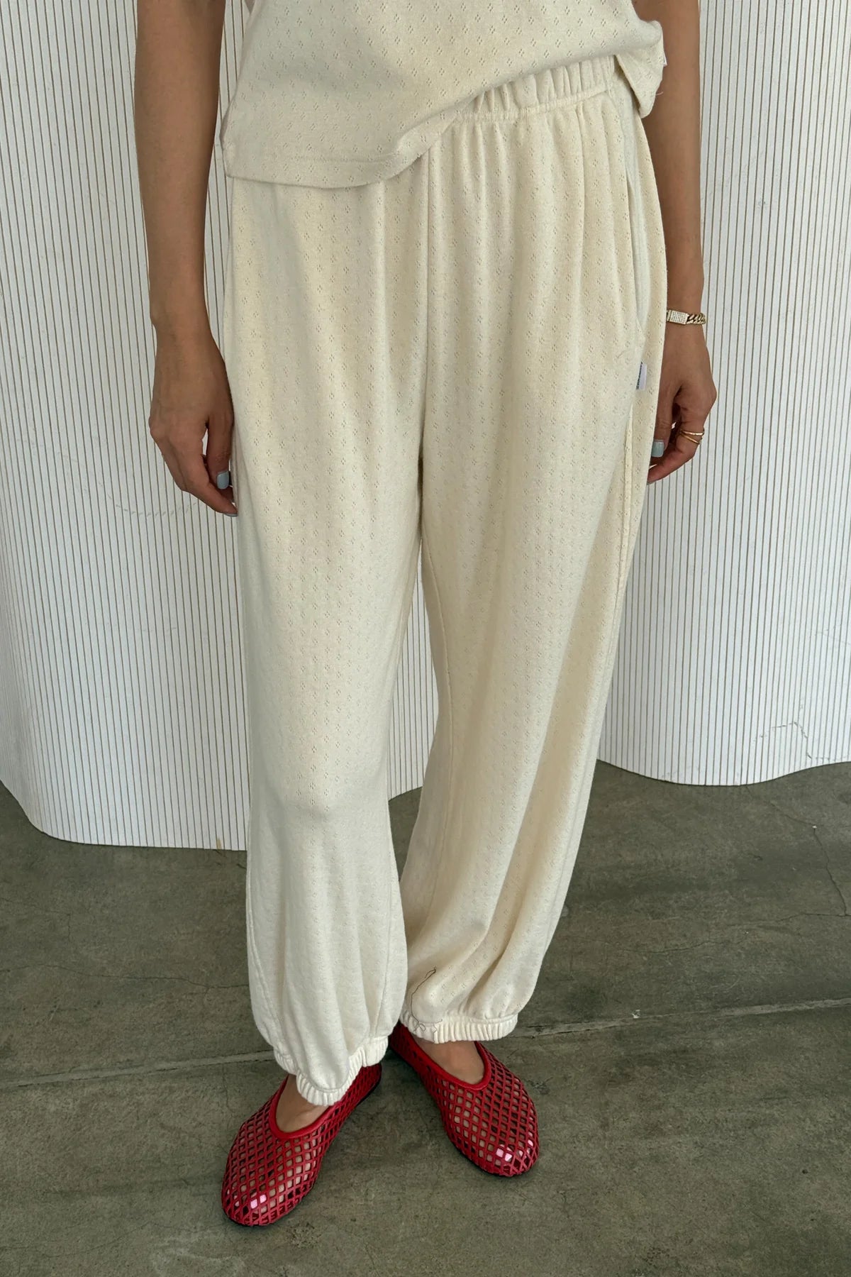 Balloon natural pointelle trousers