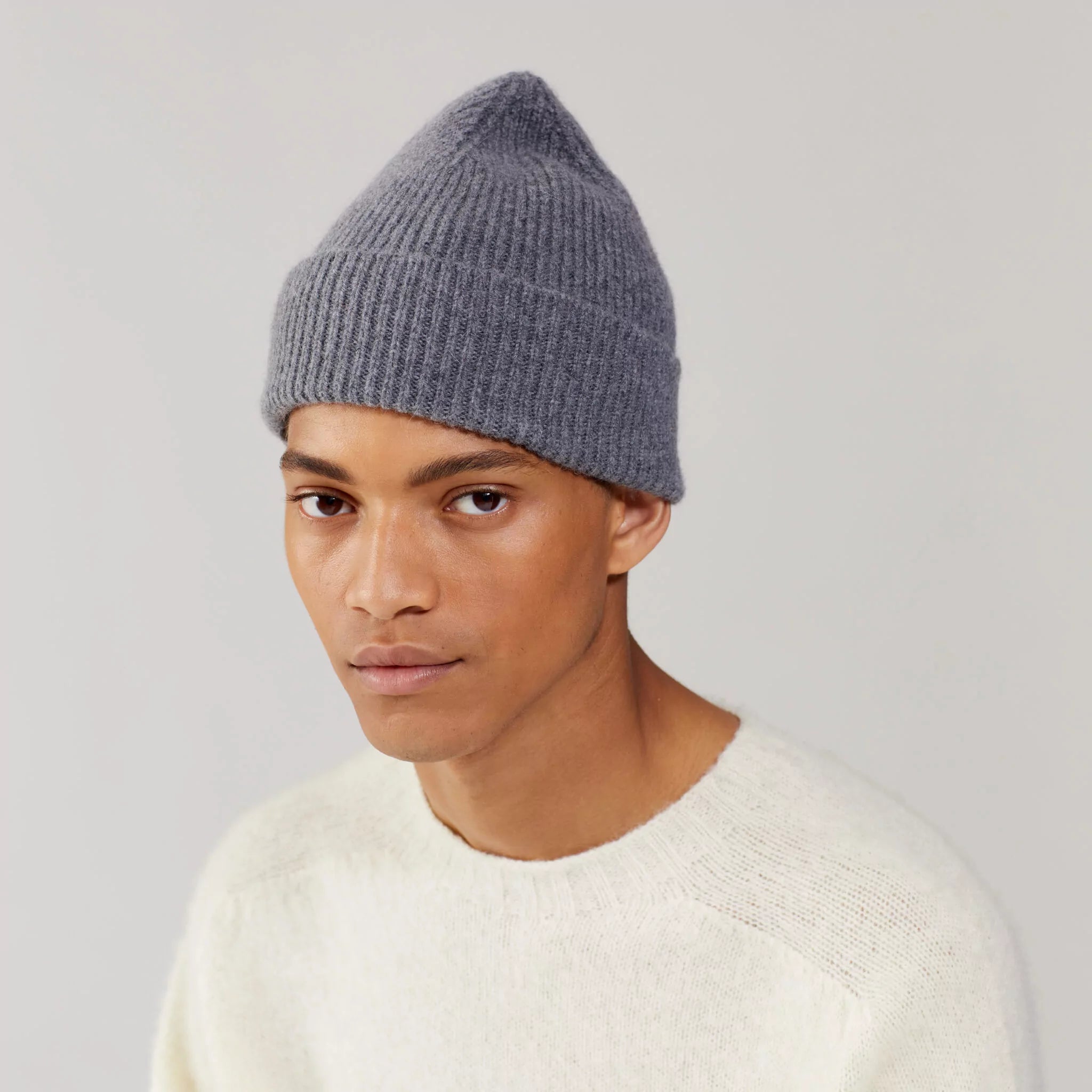 Slate gray lambswool beanie