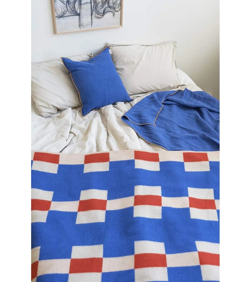 wool blanket Marta blue/red