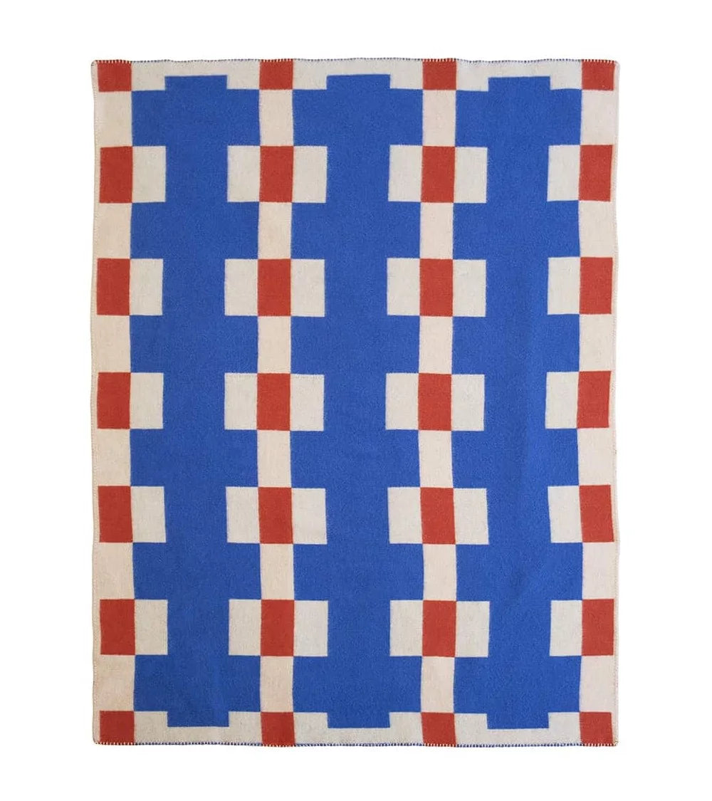 wool blanket Marta blue/red