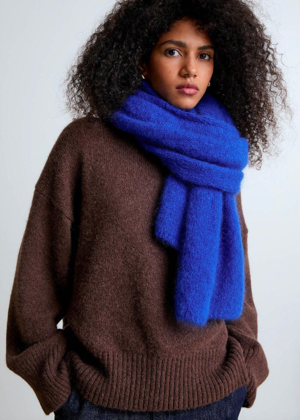 mohair scarf electric blue