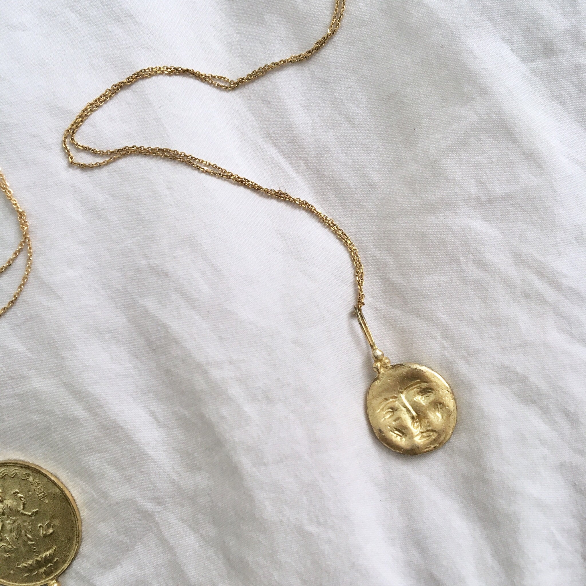Moon Face amulet 24k vermeil