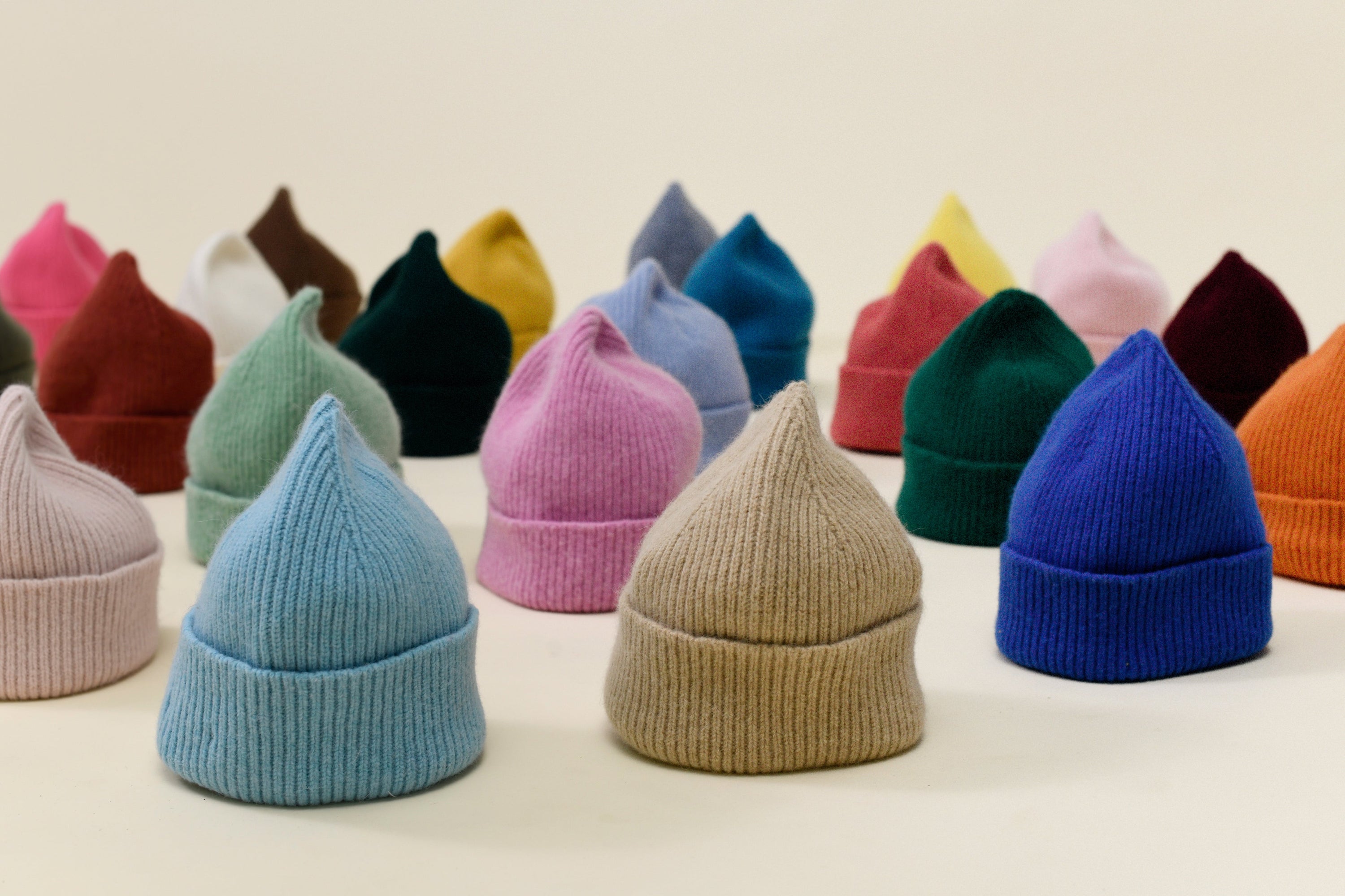 light blue sky lambswool beanie