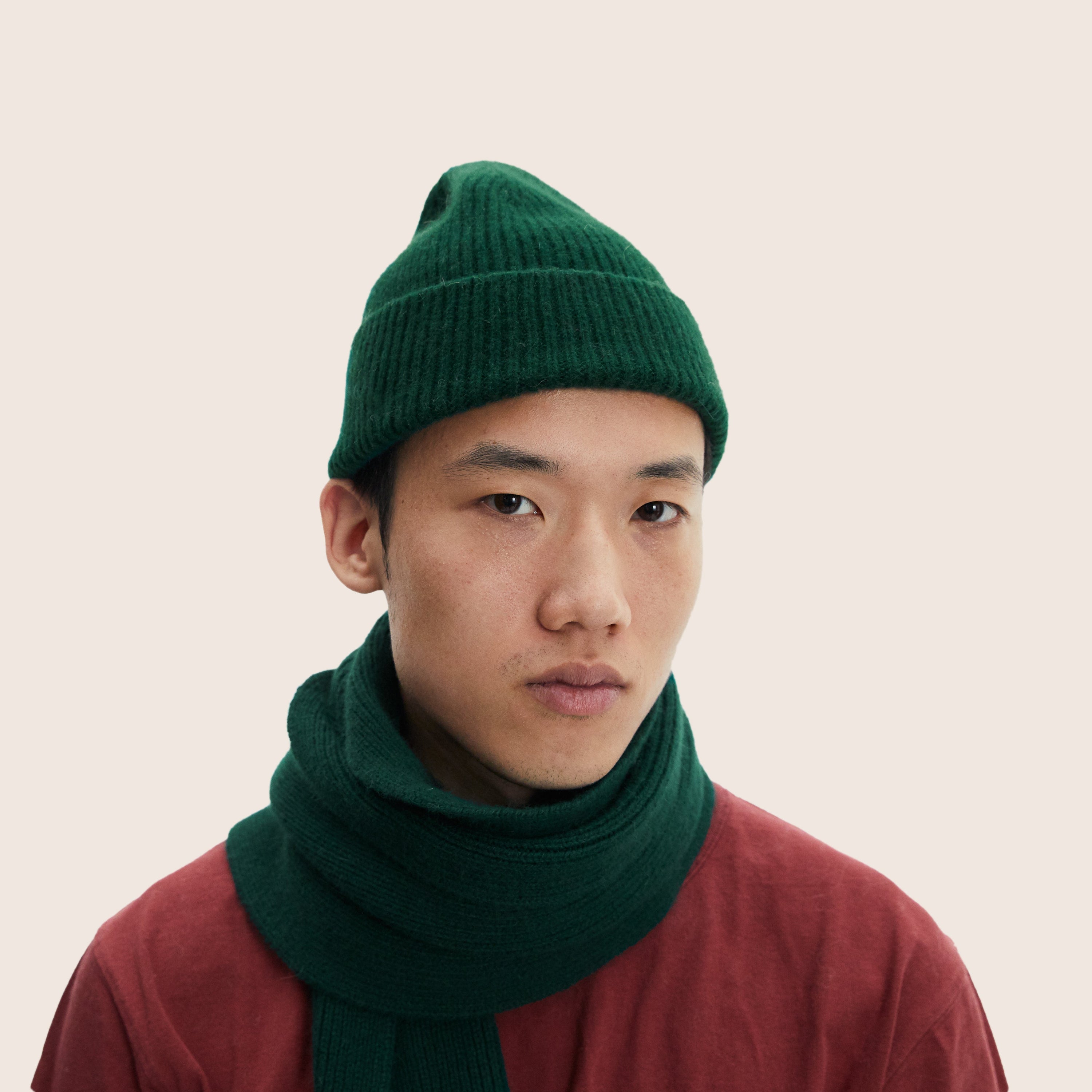 moss lamb wool beanie