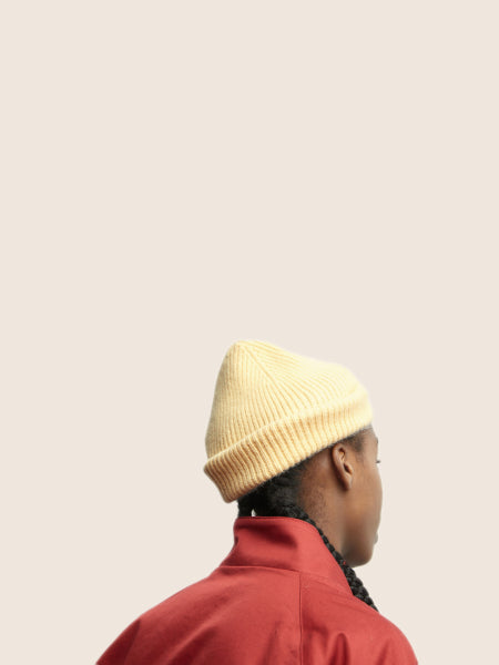 blonde lamb wool beanie