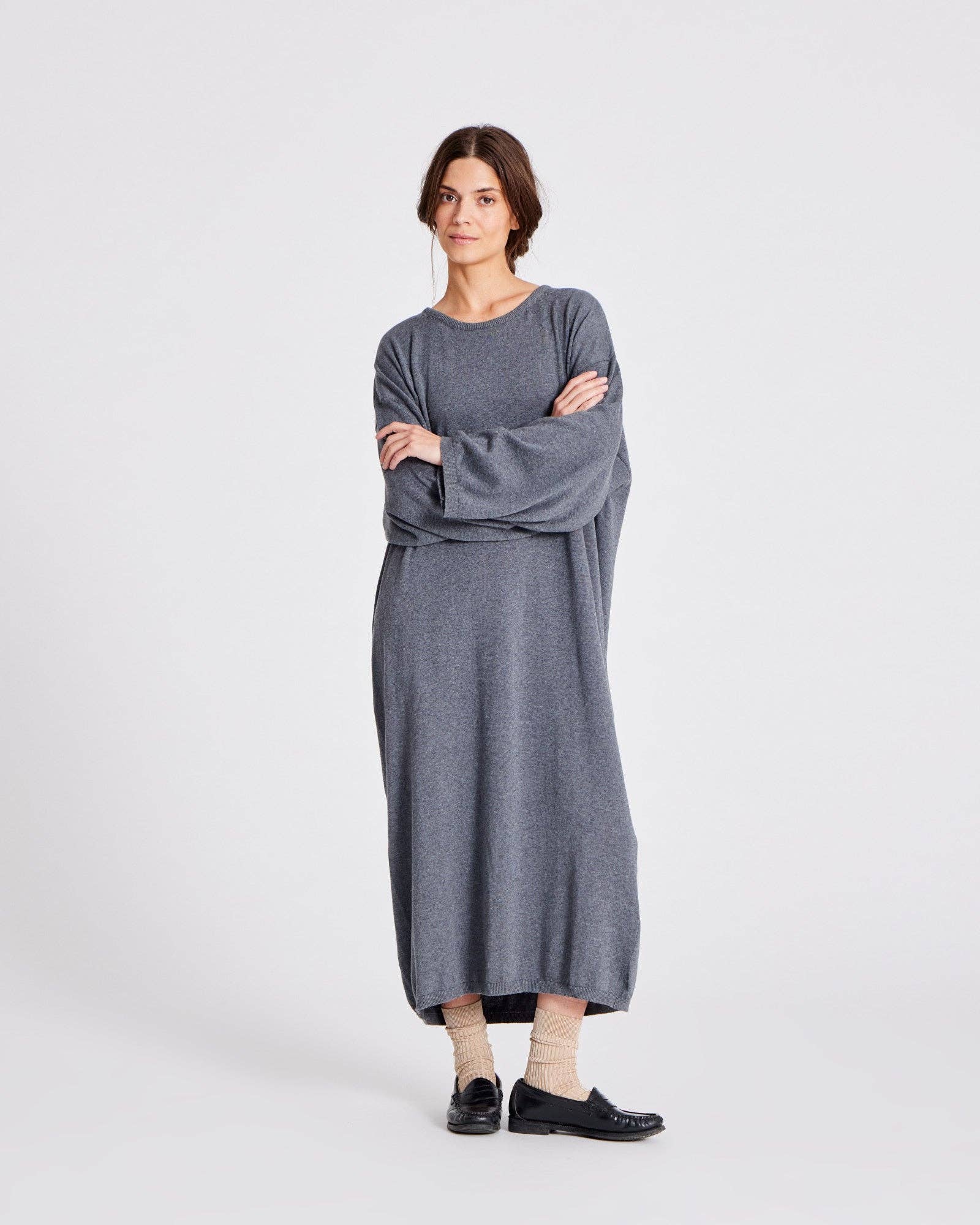 Sisse cotton knit dress GOTS - Grafitti Grey Melange