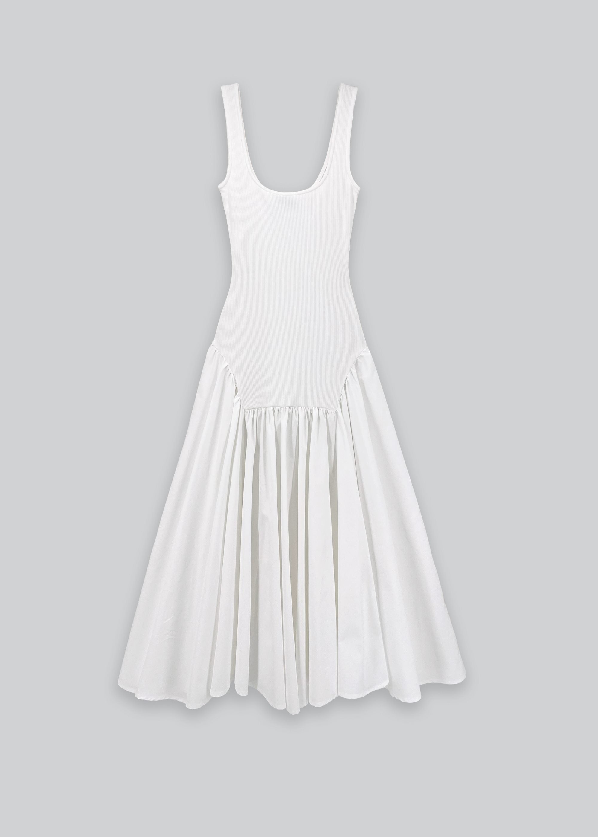šaty midi Ribbed Cotton-Poplin