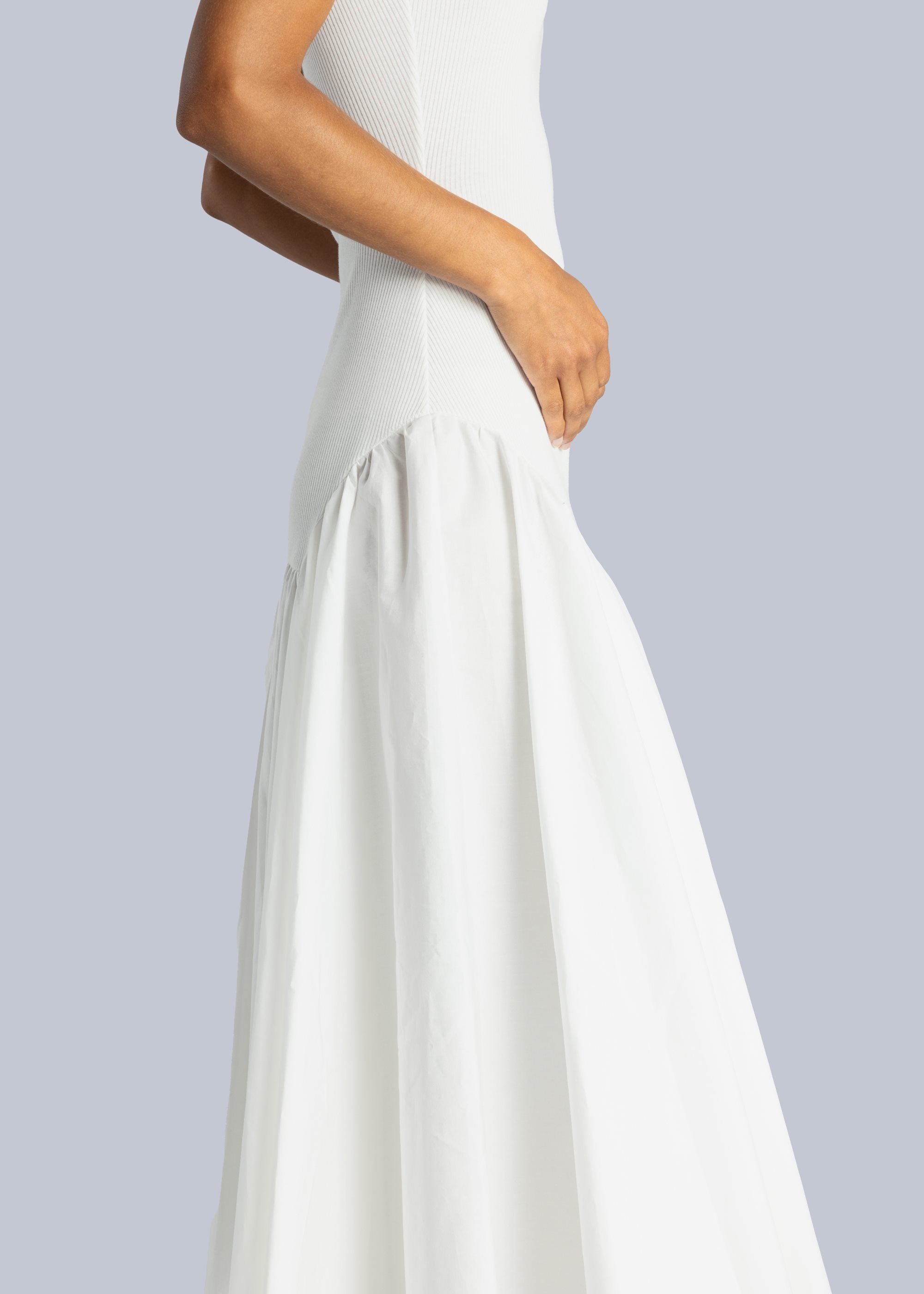 šaty midi Ribbed Cotton-Poplin
