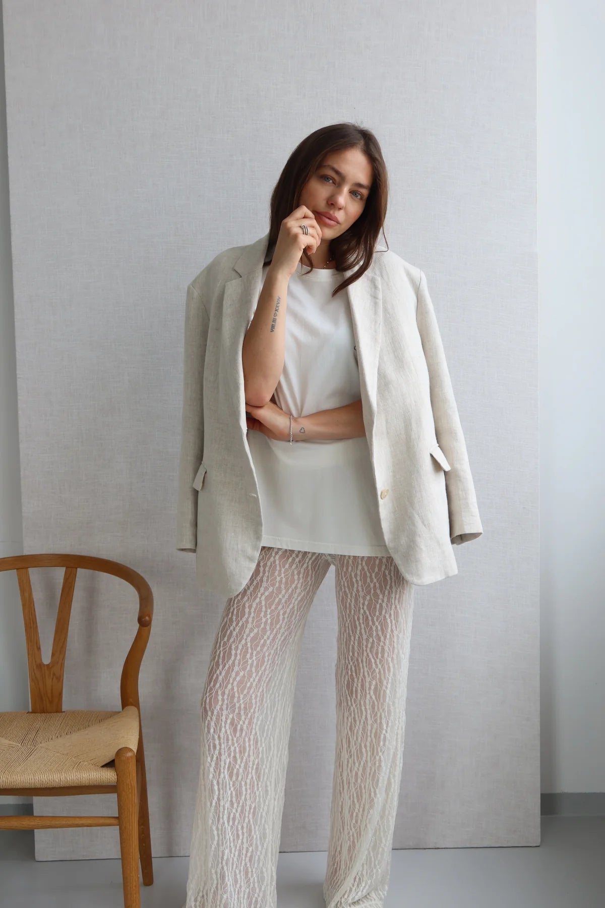 kalhoty Stella lace - offwhite
