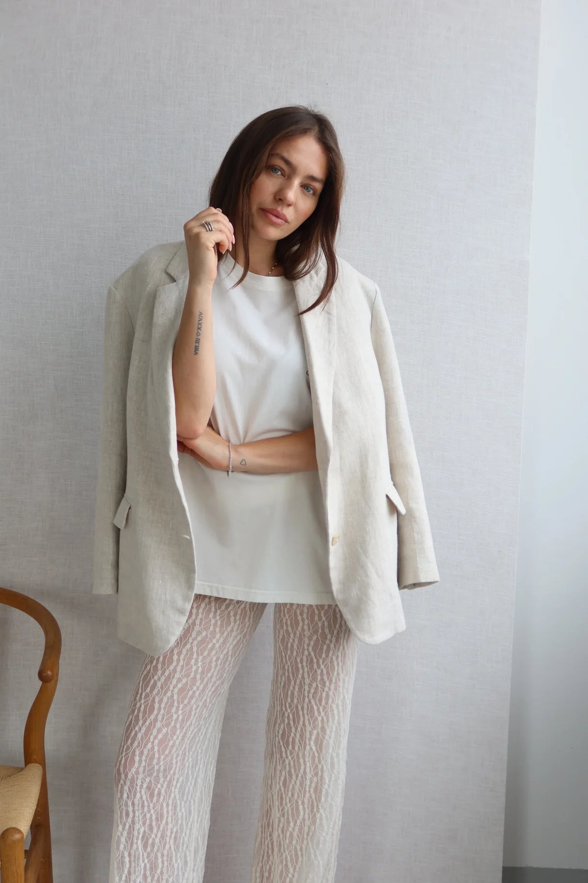 kalhoty Stella lace - offwhite