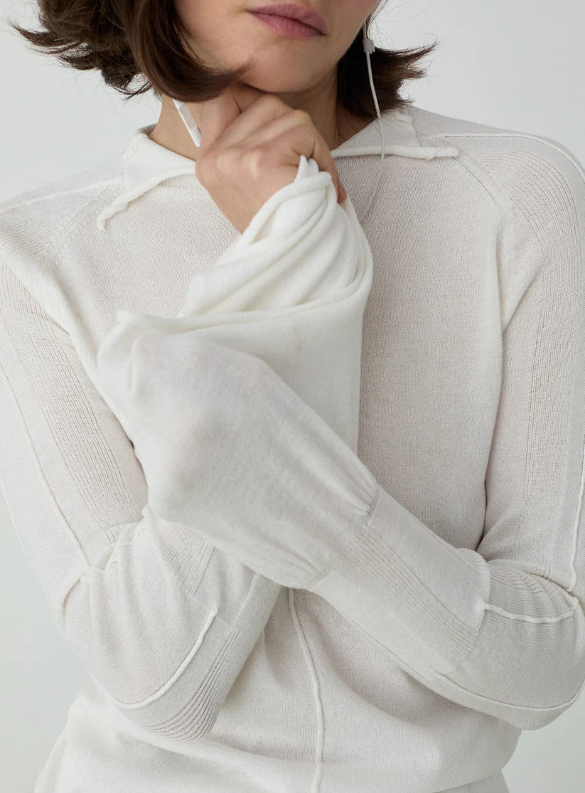 ecru long knitted top