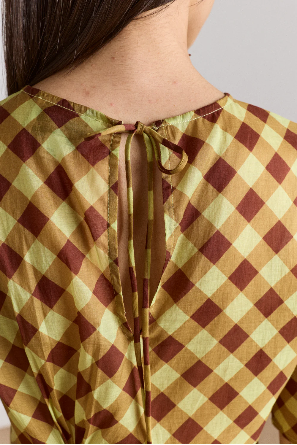 harmony midi dress choc avo gingham