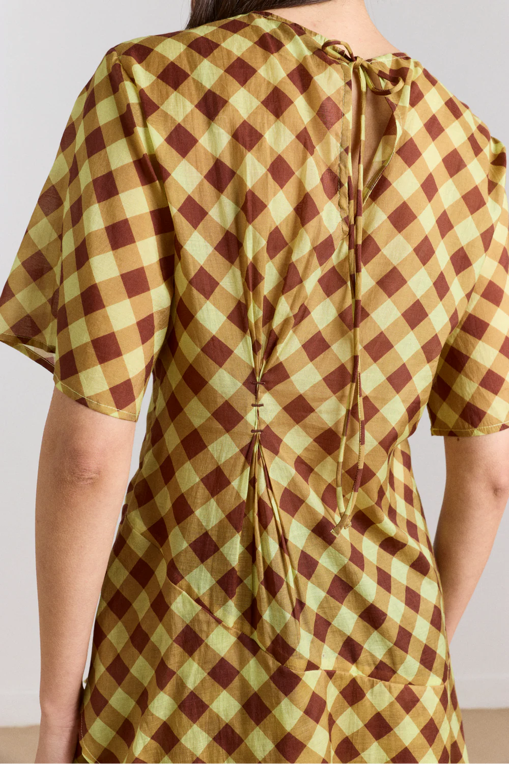 harmony midi dress choc avo gingham
