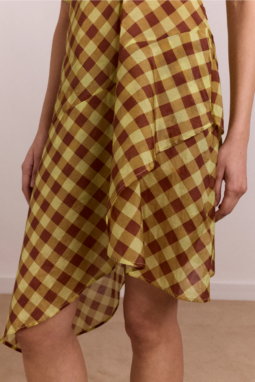harmony midi dress choc avo gingham