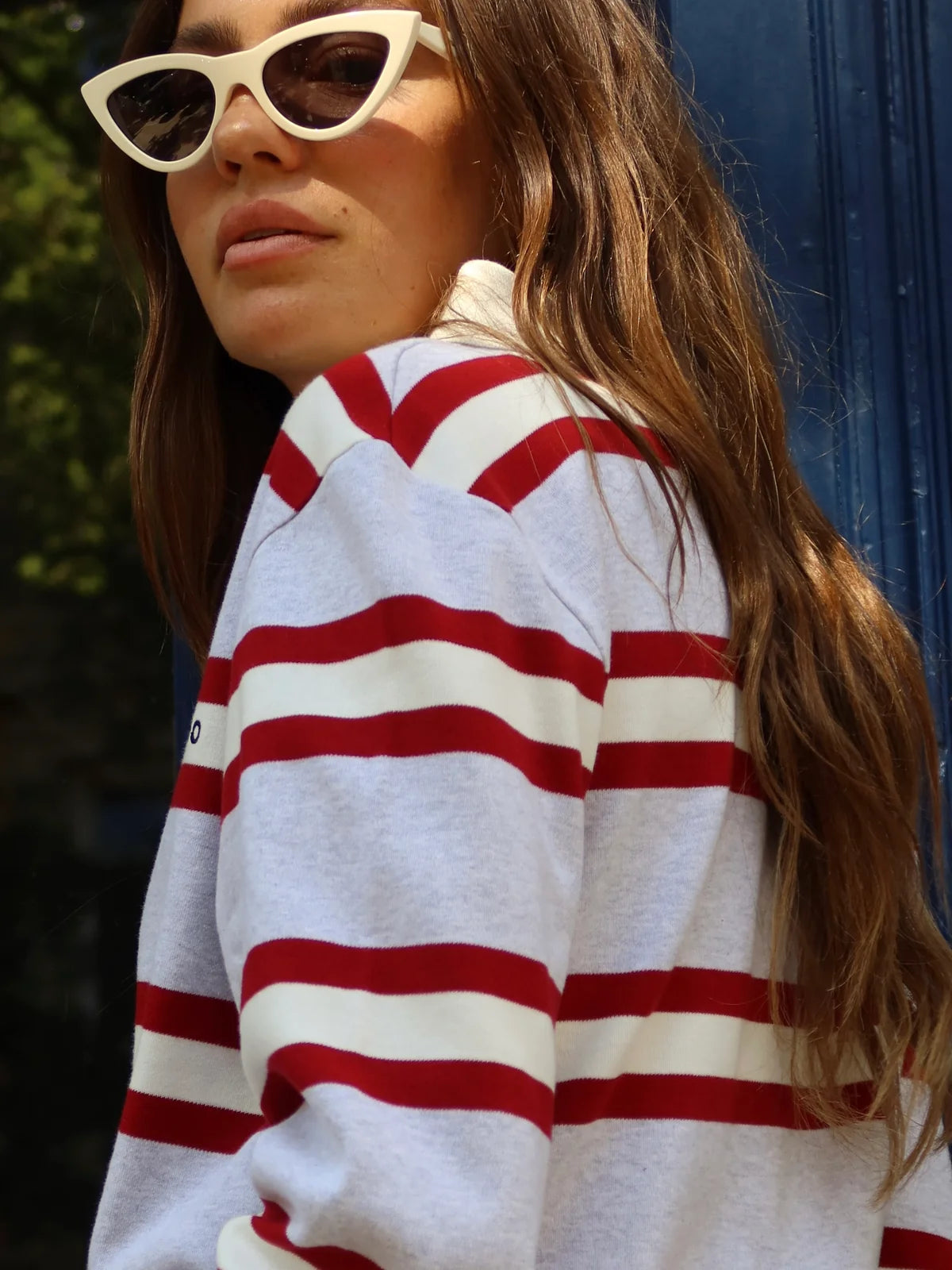triko polo striped burgundy / off white / grey