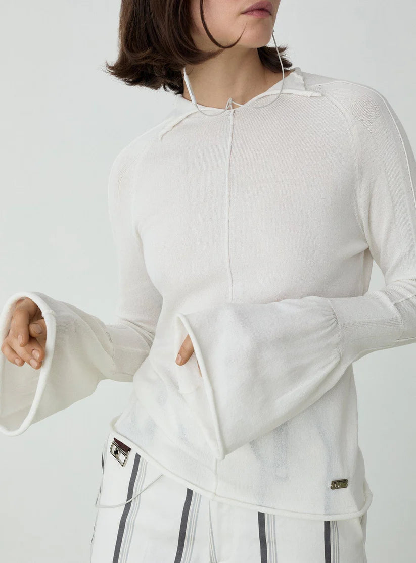 ecru long knitted top