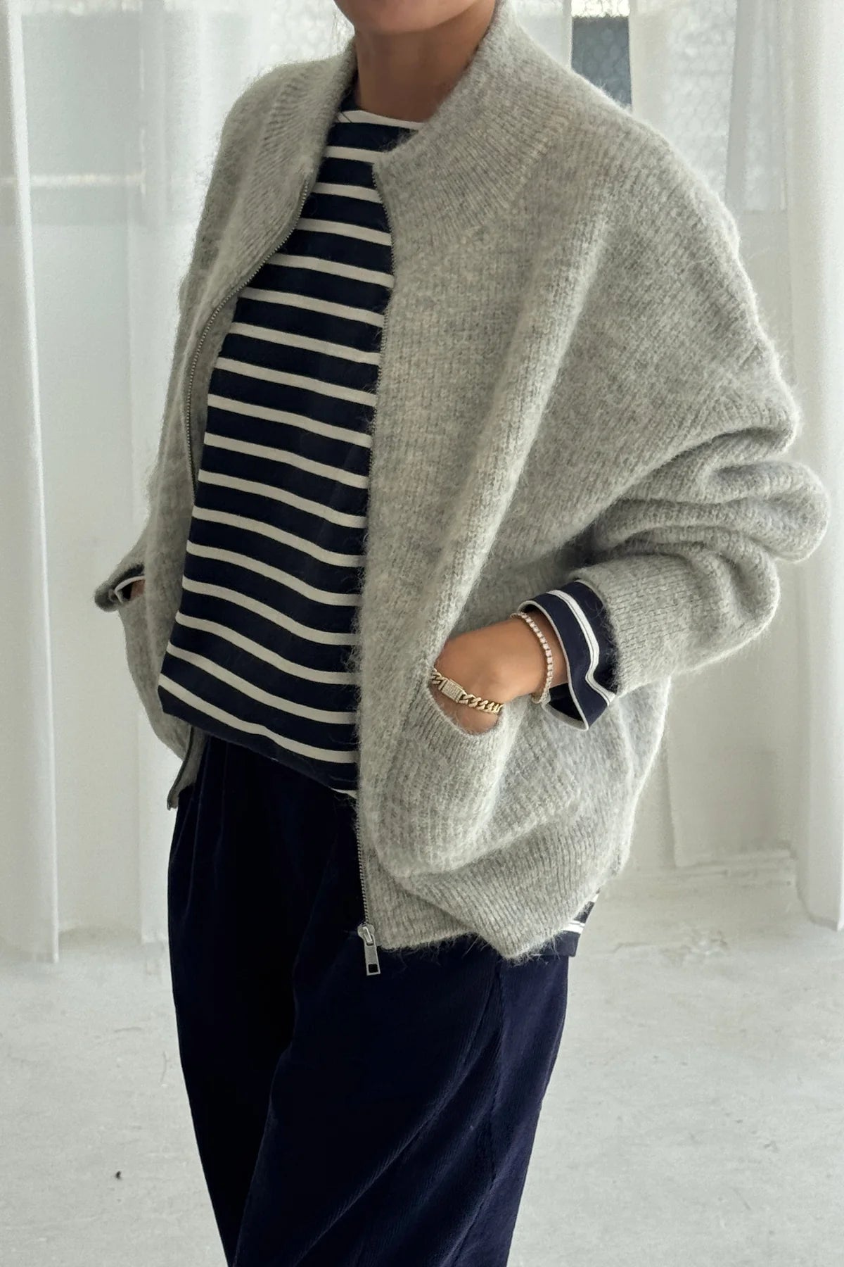 bunda na zip Alpaca - light grey