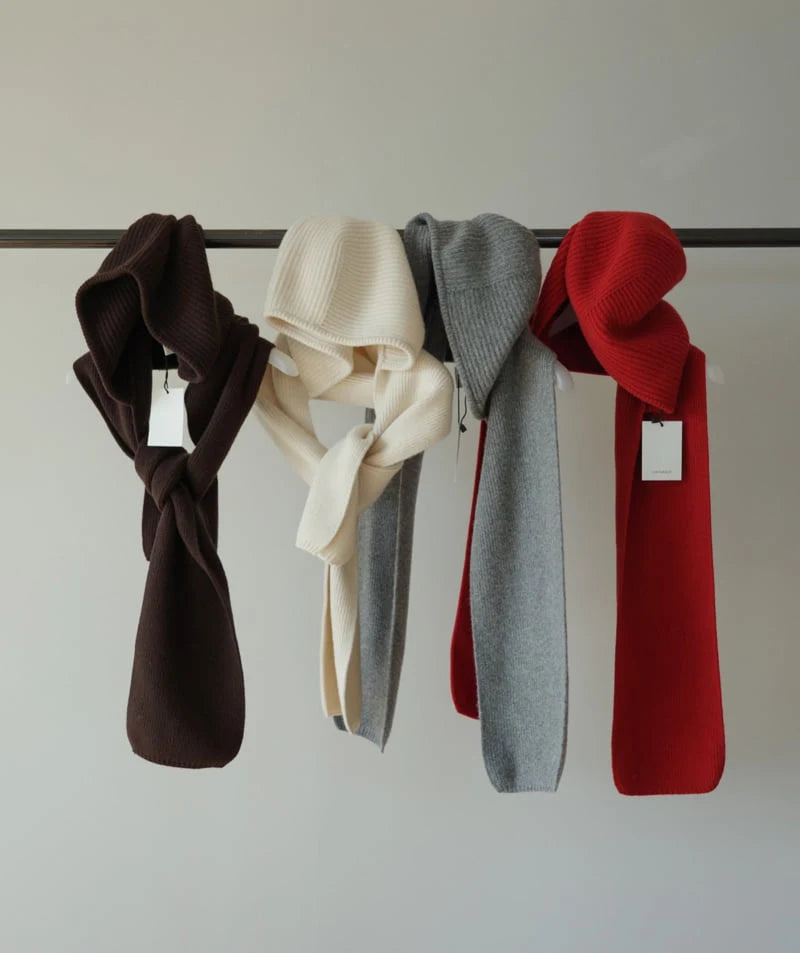 vlněná kapuce se šálou - grey